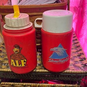 2 vintage thermoses dating 1987 Alf and Silver Hawks
